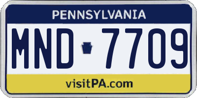 PA license plate MND7709