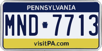 PA license plate MND7713