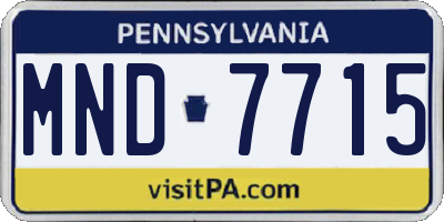 PA license plate MND7715