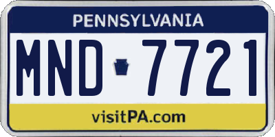 PA license plate MND7721