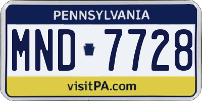 PA license plate MND7728