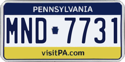 PA license plate MND7731