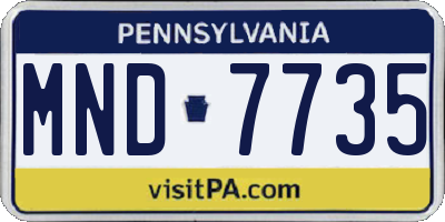 PA license plate MND7735