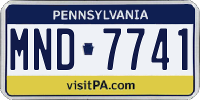 PA license plate MND7741
