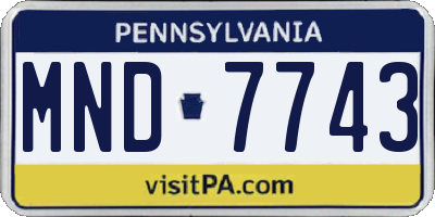PA license plate MND7743