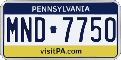 PA license plate MND7750
