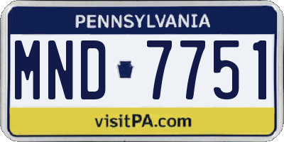 PA license plate MND7751