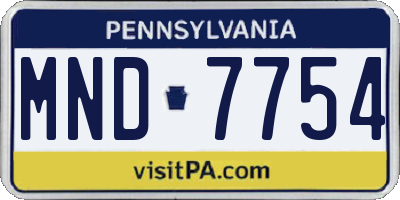 PA license plate MND7754