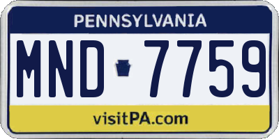 PA license plate MND7759