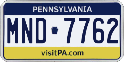 PA license plate MND7762