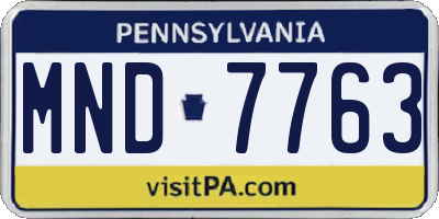 PA license plate MND7763