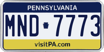 PA license plate MND7773