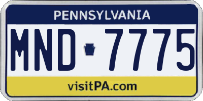 PA license plate MND7775