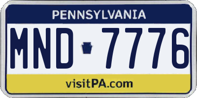 PA license plate MND7776