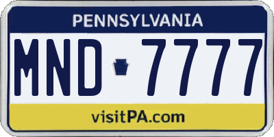 PA license plate MND7777