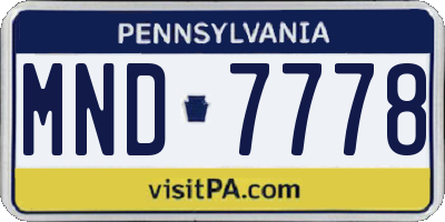PA license plate MND7778