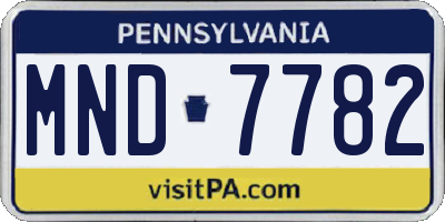 PA license plate MND7782