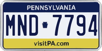 PA license plate MND7794