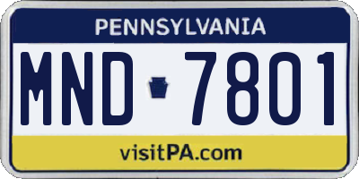 PA license plate MND7801