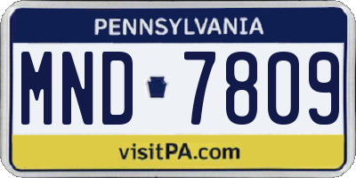 PA license plate MND7809