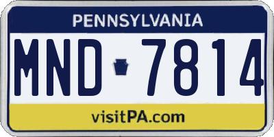 PA license plate MND7814