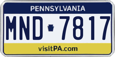 PA license plate MND7817