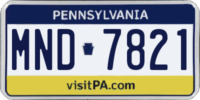PA license plate MND7821