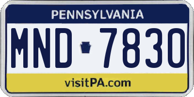 PA license plate MND7830
