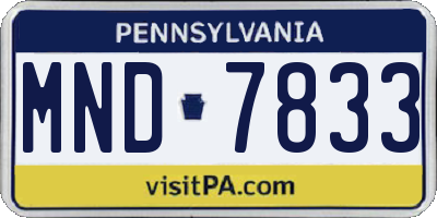 PA license plate MND7833