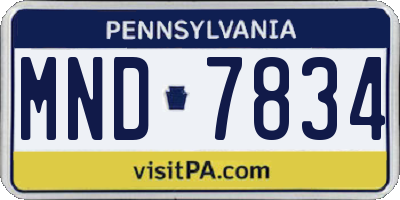 PA license plate MND7834