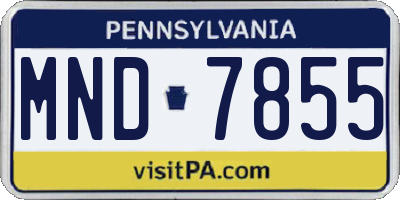 PA license plate MND7855
