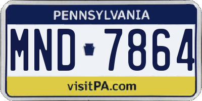 PA license plate MND7864