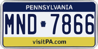 PA license plate MND7866