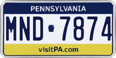 PA license plate MND7874