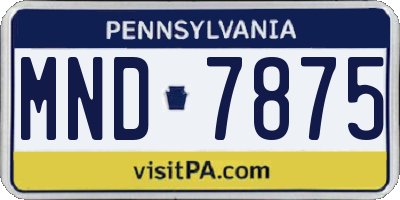 PA license plate MND7875