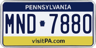 PA license plate MND7880