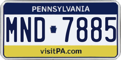 PA license plate MND7885