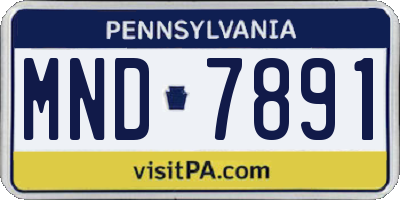 PA license plate MND7891
