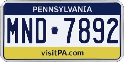 PA license plate MND7892