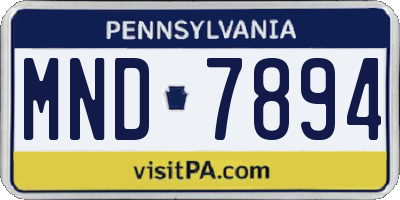PA license plate MND7894