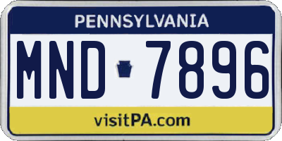 PA license plate MND7896