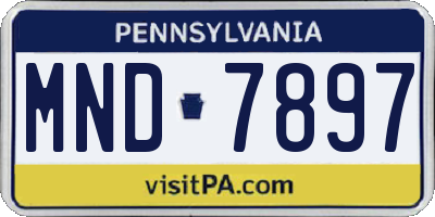PA license plate MND7897