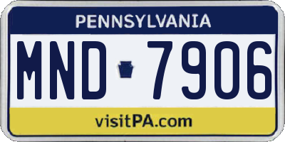PA license plate MND7906