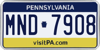 PA license plate MND7908