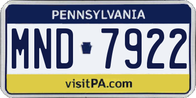 PA license plate MND7922
