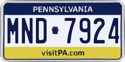 PA license plate MND7924