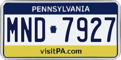 PA license plate MND7927