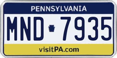 PA license plate MND7935