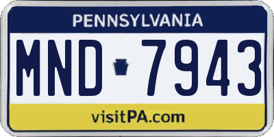 PA license plate MND7943