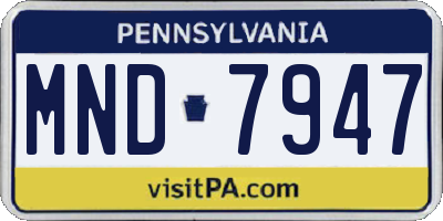 PA license plate MND7947